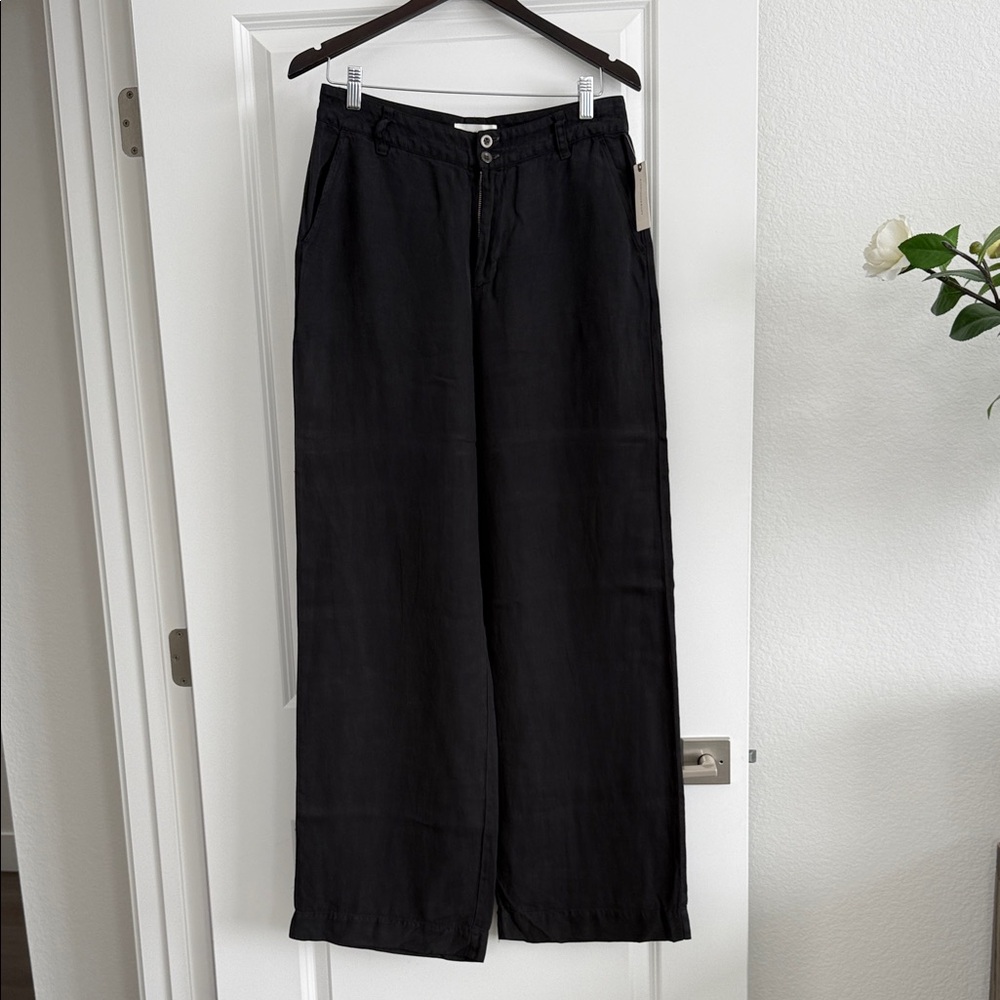 Anthropologie NWT Size 28 Cloth & Stone Black Relaxed Wide-Leg Pants